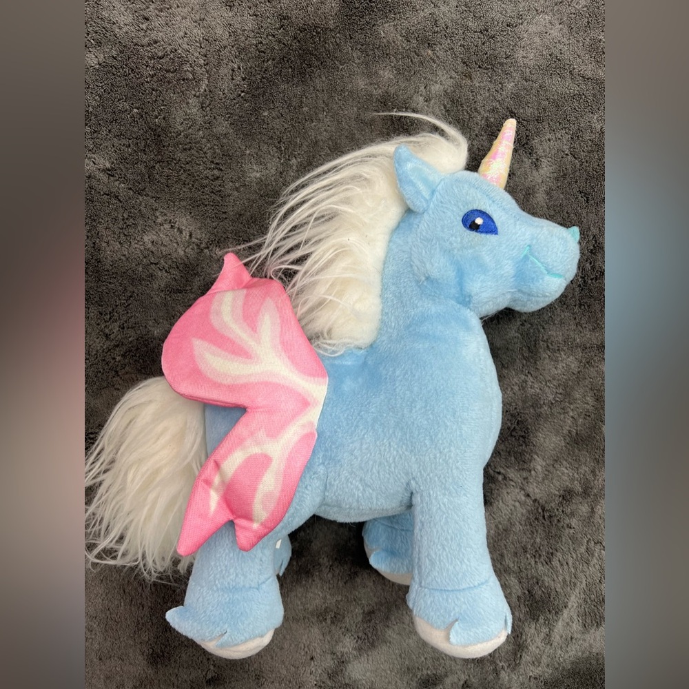 Neopets Talking Light Up Faerie Unicorn Blue Pink White Plush 2003